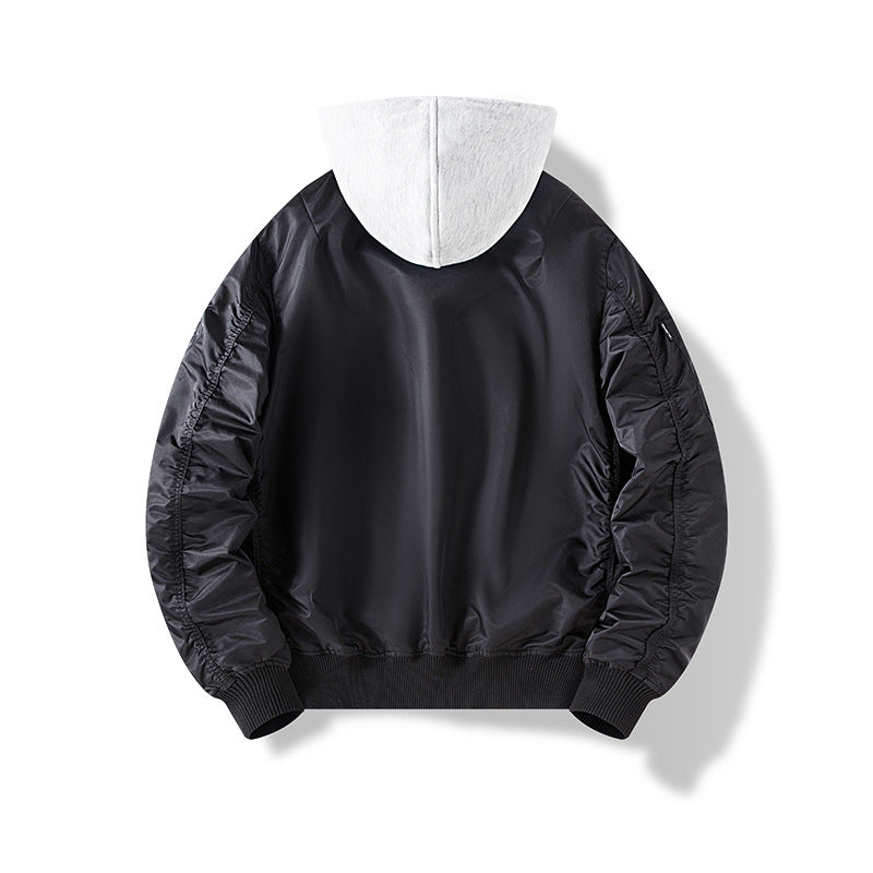 Herren Nylon‑Bomberjacke mit integrierter Sweatkapuze und Ärmel‑Utility‑Tasche Drune