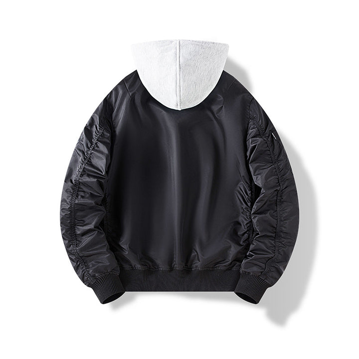 Herren Nylon‑Bomberjacke mit integrierter Sweatkapuze und Ärmel‑Utility‑Tasche Drune