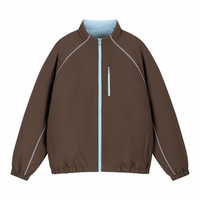 Unisex Leichte Übergangsjacke mit Raglanärmeln, durchgehendem Reißverschluss, Brusttasche und elastischem Saum Drune