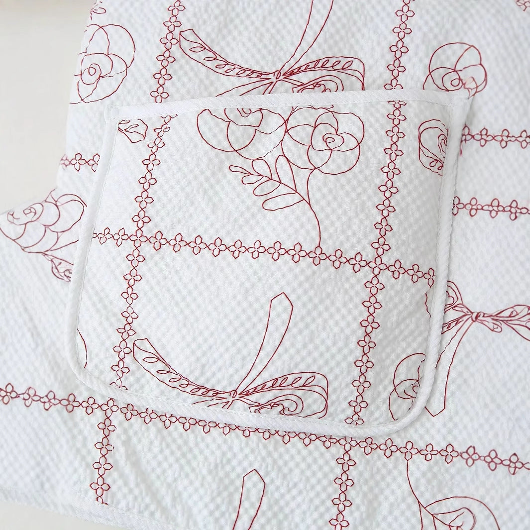 Damen nan gesteppte Kimono-Jacke mit Bindegürtel, aufgesetzten Taschen und floraler Karoprint Drune