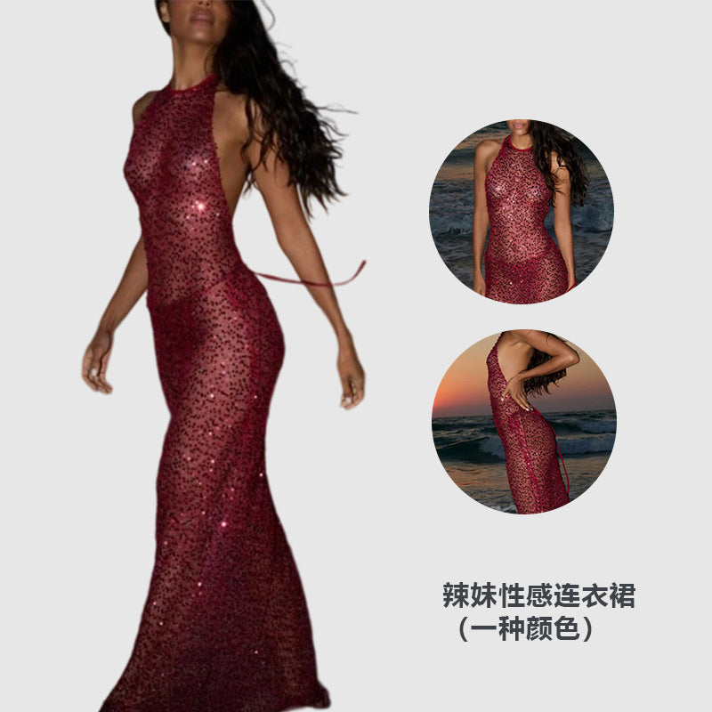 Damen Glamouröses Schwimmdress aus funkelndem Spitzenmaterial Drune
