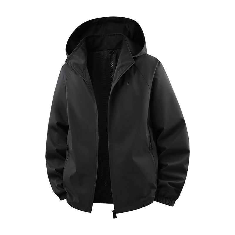 Herren Ultraleichte atmungsaktive Kapuzen‑Übergangsjacke mit Meshfutter und wasserabweisender Microripstop‑Hülle Drune