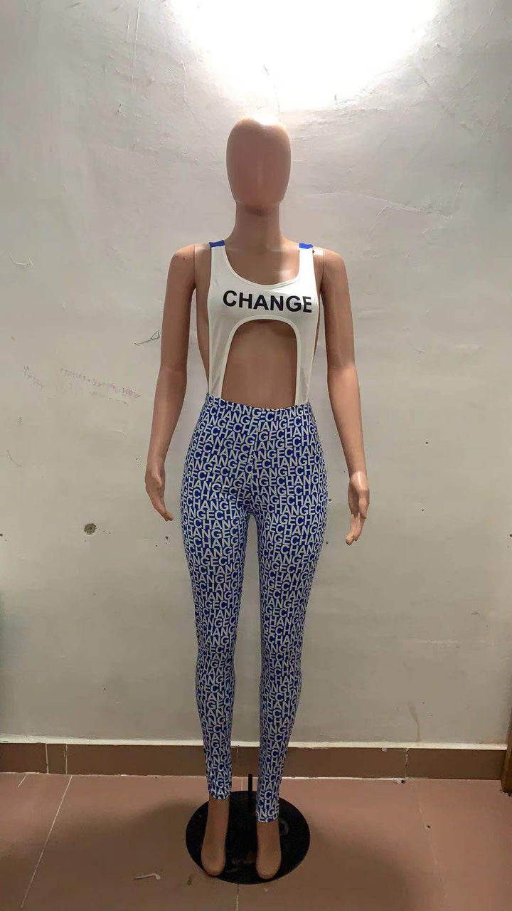 Damen körperbetontes Sport-Outfit mit modischem Print Drune