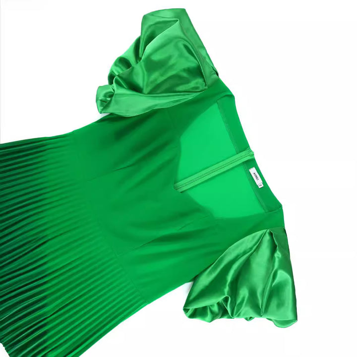 Damen Plissiertes Kleid mit Puffärmeln Drune