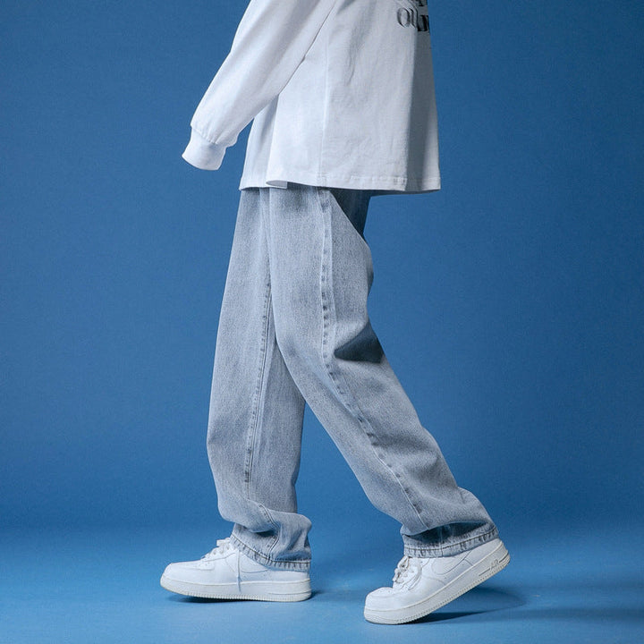 Herren lockere Denim-Jeans im Vintage-Stil mit hoher Taille Drune