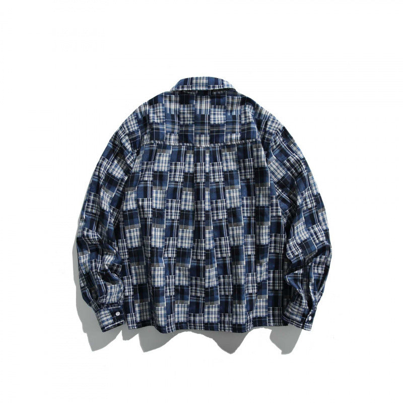 Unisex Kariertes Overshirt im Boxy‑Cut mit Brusttasche und Hemdkragen Drune