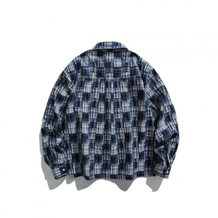 Unisex Kariertes Overshirt im Boxy‑Cut mit Brusttasche und Hemdkragen Drune