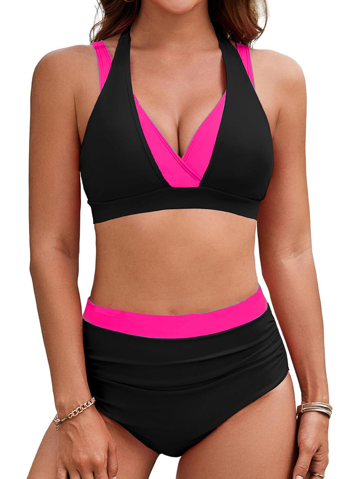 Damen Sportliches Hochbund-Bikini-Set mit asymmetrischem Schnitt Drune