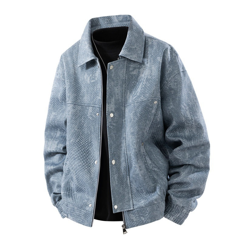 Herren texturierte Canvas-Workerjacke mit Reißverschluss-Front, verdeckter Druckknopfblende und elastischen Bündchen Drune