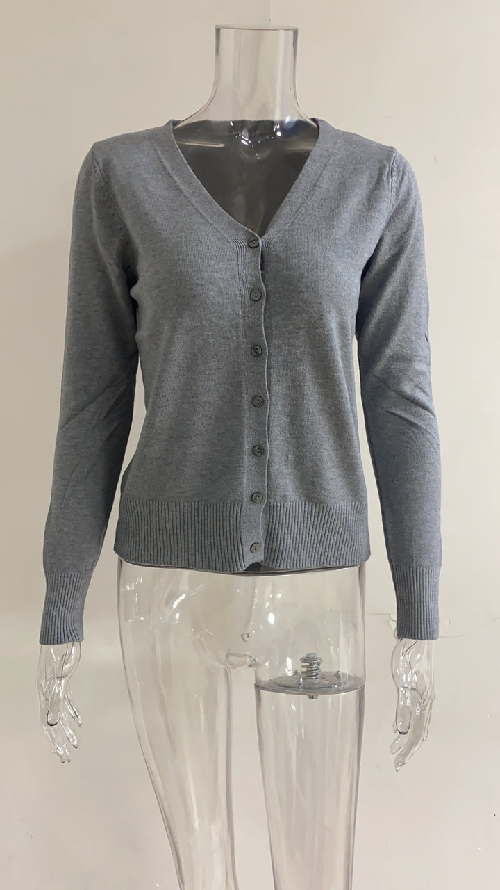 Damen Strickjacke mit V-Ausschnitt und feinen Knopfdetails Drune