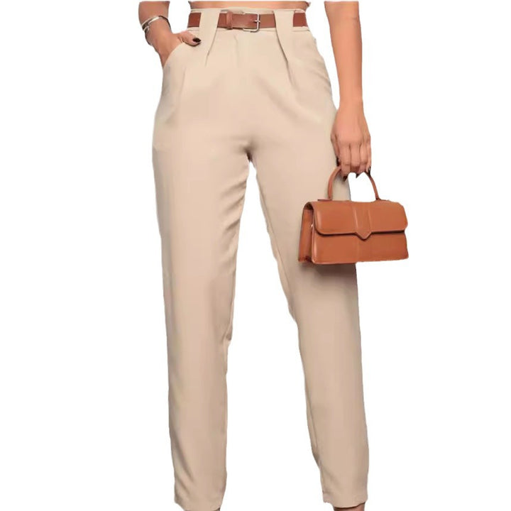 Damen elegante Hochbundhose mit Faltendetails Drune
