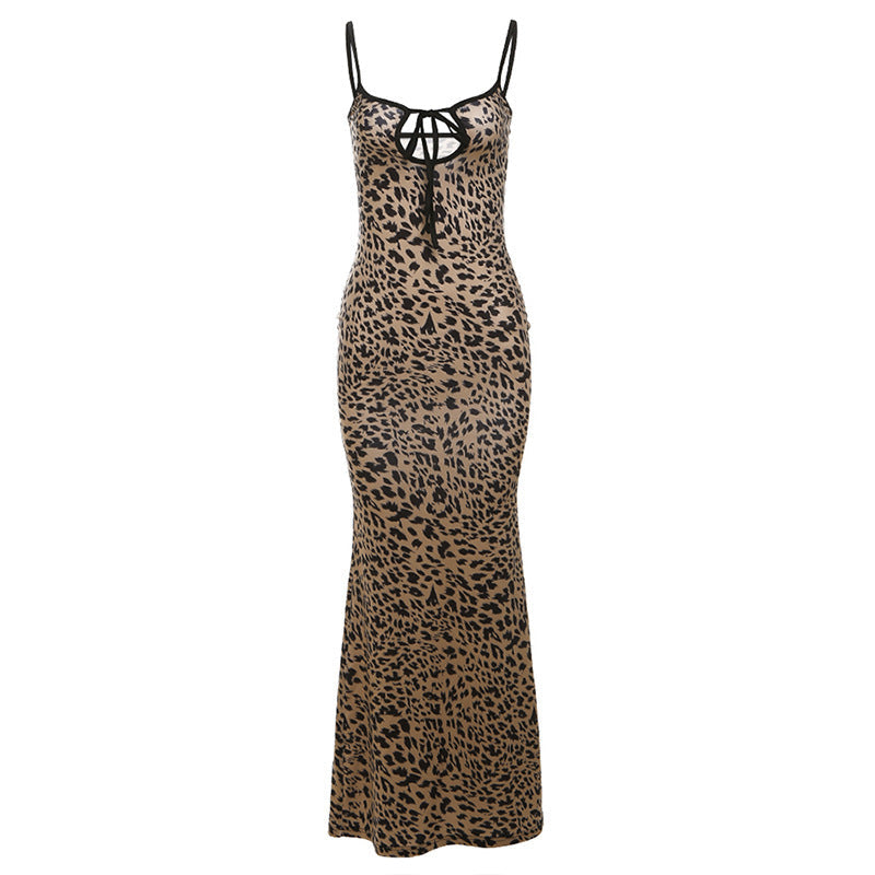 Damen Leichtes Maxikleid mit verführerischem Leo-Print Drune