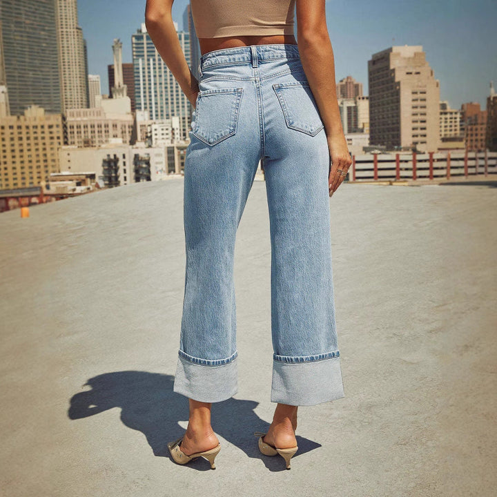 Damen Weit geschnittene Jeans mit umgeklapptem Saum Drune