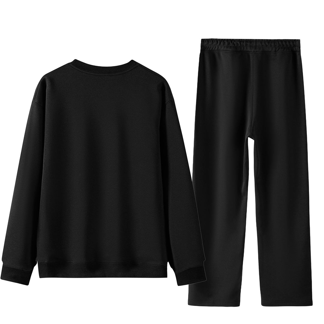 Unisex Weites Lounge-Set aus weichem Baumwollmix mit Rundhals-Sweatshirt und Kordel-Jogginghose Drune