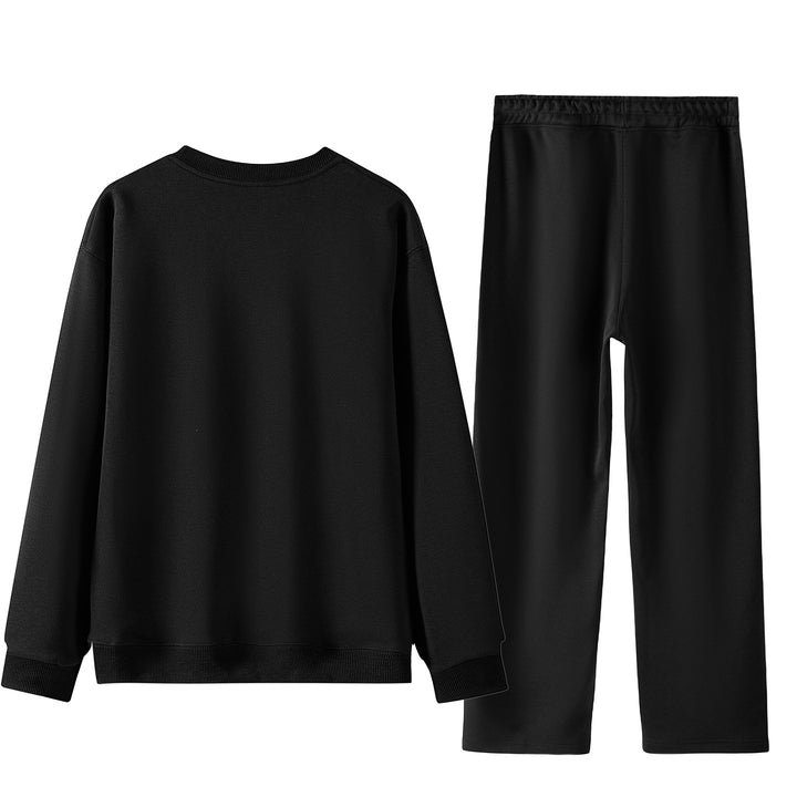 Unisex Weites Lounge-Set aus weichem Baumwollmix mit Rundhals-Sweatshirt und Kordel-Jogginghose Drune