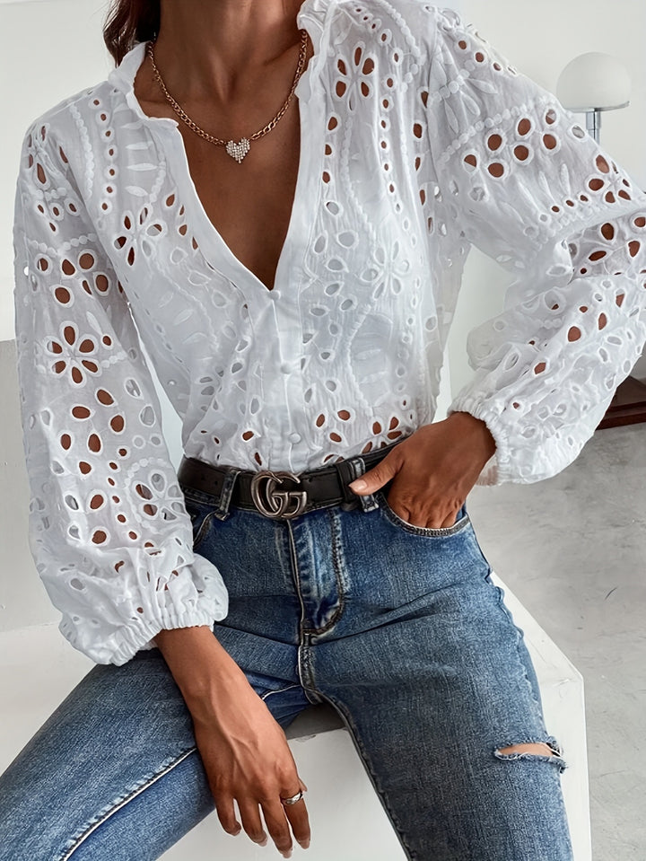 Frauen Bestickte Baumwollbluse Drune