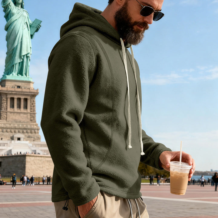 Herren Fleece-Hoodie mit Teddystruktur, Kapuze und entspannter Passform Drune
