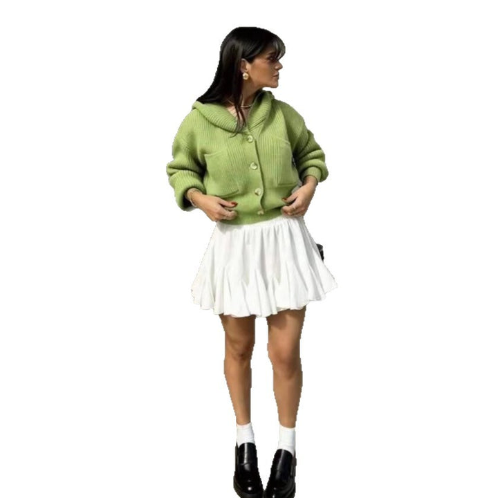 Damen Strickjacke mit Knöpfen und kontrastierendem Design Drune