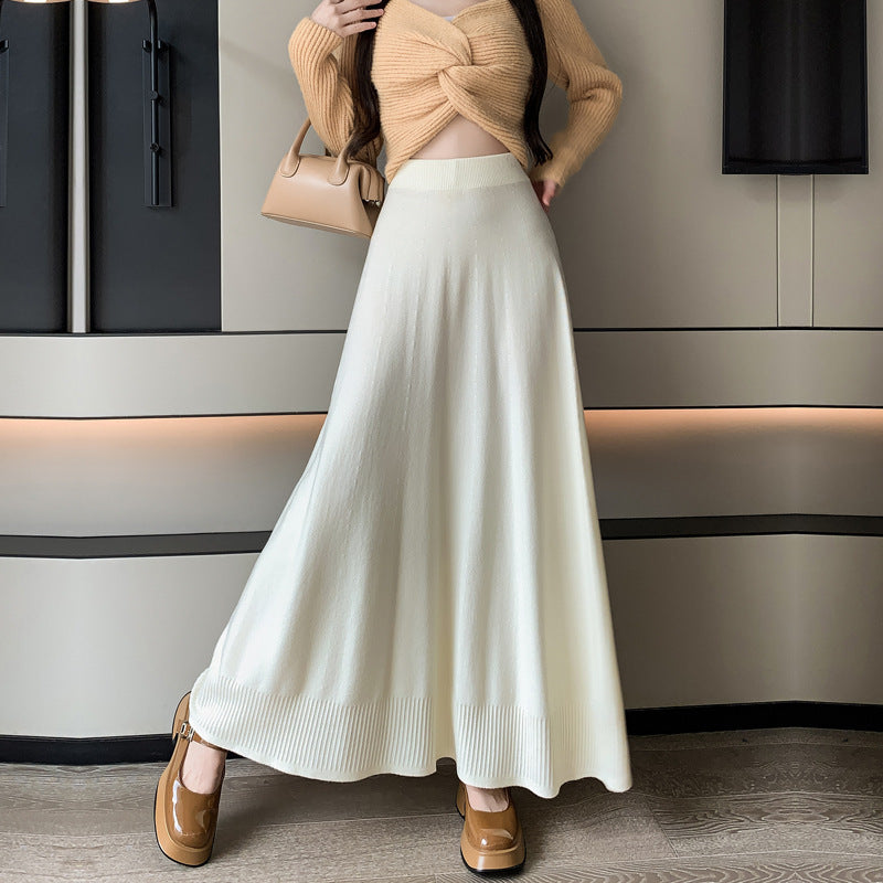 Damen Eleganter Maxirock mit Plisseefalten und elastischem Bund Drune