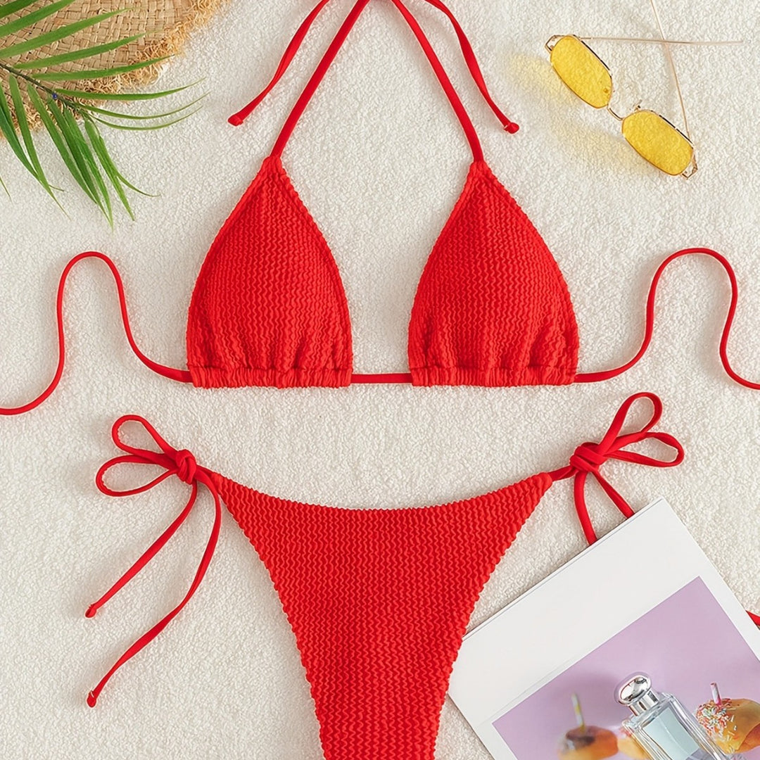 Damen Triangel-Bikini-Set mit verstellbaren Bindebändern Drune