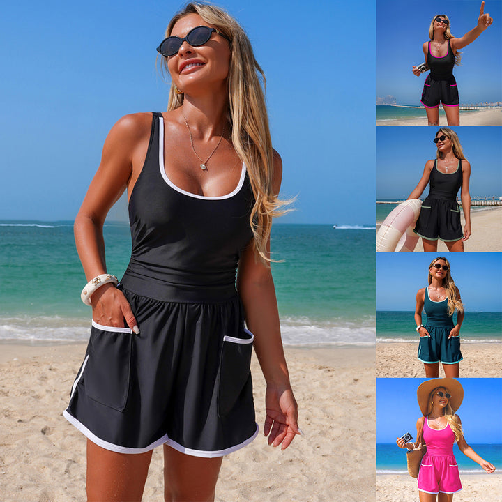 Damen Sportlicher Badeanzug mit Shorts Drune