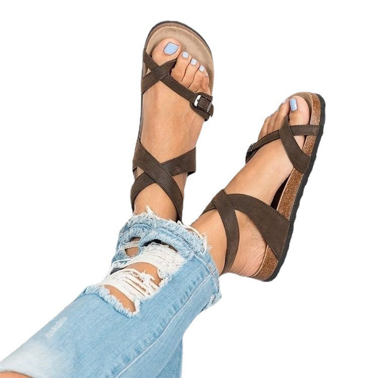 Damen bequeme Riemchen-Sandalen mit anatomischem Fußbett und verstellbarem Riemendesign Drune