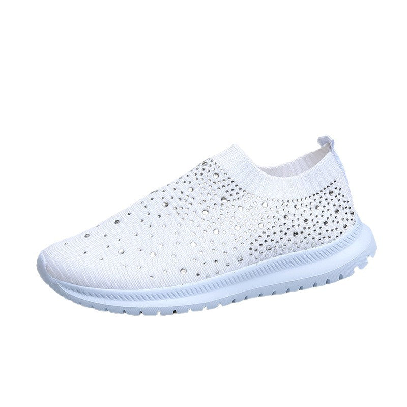 Damen Elastischer Slip-On Strick-Sneaker mit Strassbesatz Drune