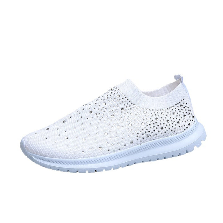 Damen Elastischer Slip-On Strick-Sneaker mit Strassbesatz Drune