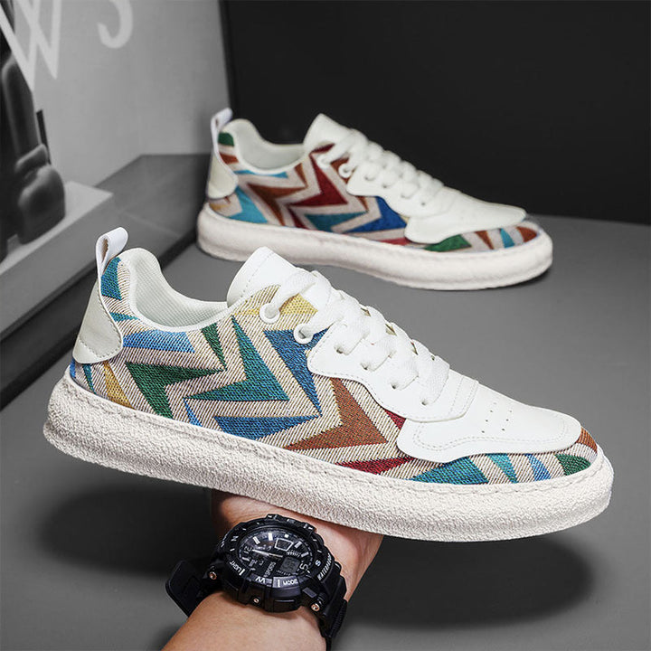 Damen Modische Sneakers mit buntem Zickzack-Muster und angenehmer Dämpfung Drune