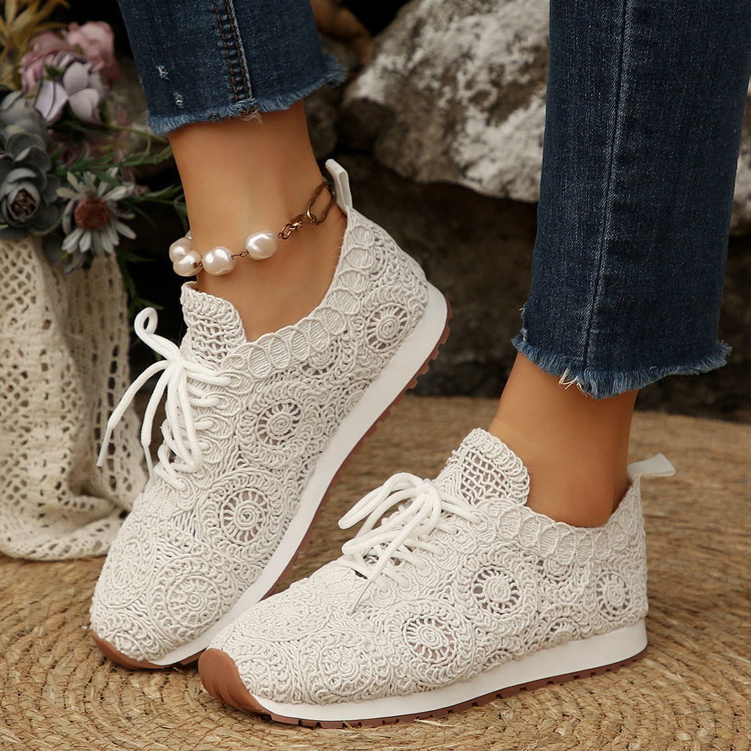 Damen Sneakers mit filigranem Häkeldesign und bequemem Fußbett Drune
