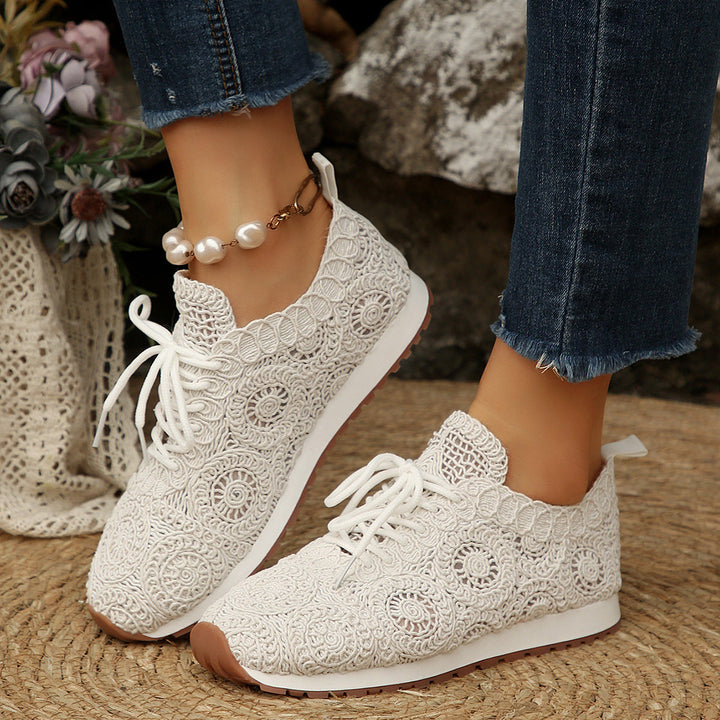 Damen Sneakers mit filigranem Häkeldesign und bequemem Fußbett Drune