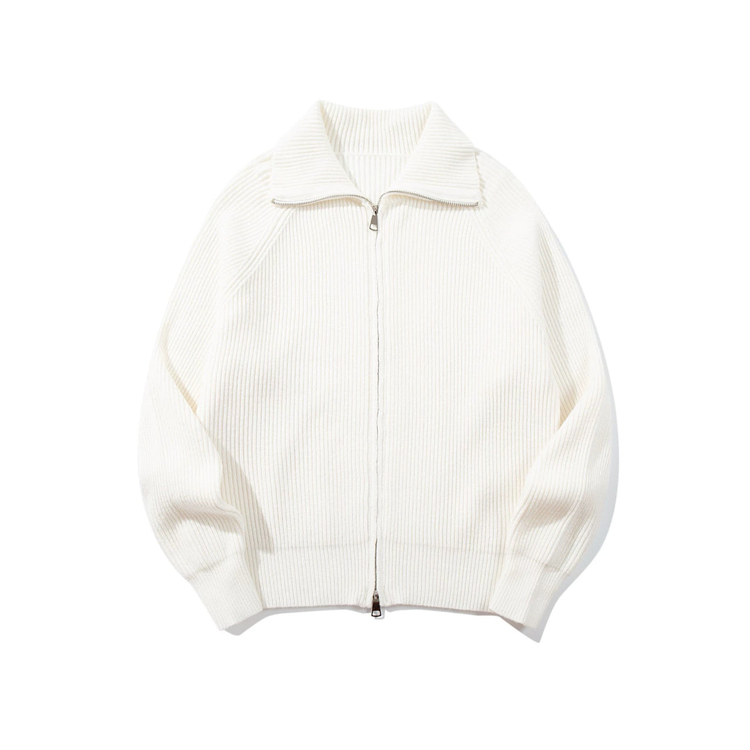 Damen Gerippte Strick‑Zipjacke mit hohem Stehkragen, Raglanärmeln und Boxy‑Schnitt Drune