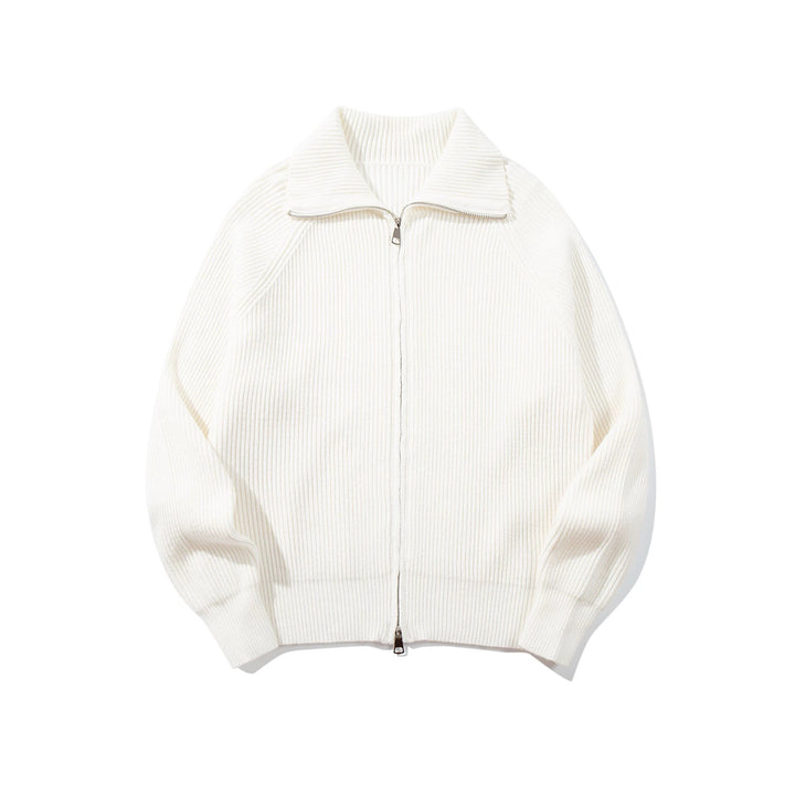 Damen Gerippte Strick‑Zipjacke mit hohem Stehkragen, Raglanärmeln und Boxy‑Schnitt Drune