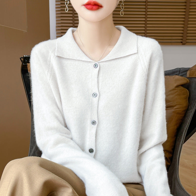 Damen Kuscheliger Reverskragen-Cardigan im Kaschmir-Look mit Mohair-Effekt Drune