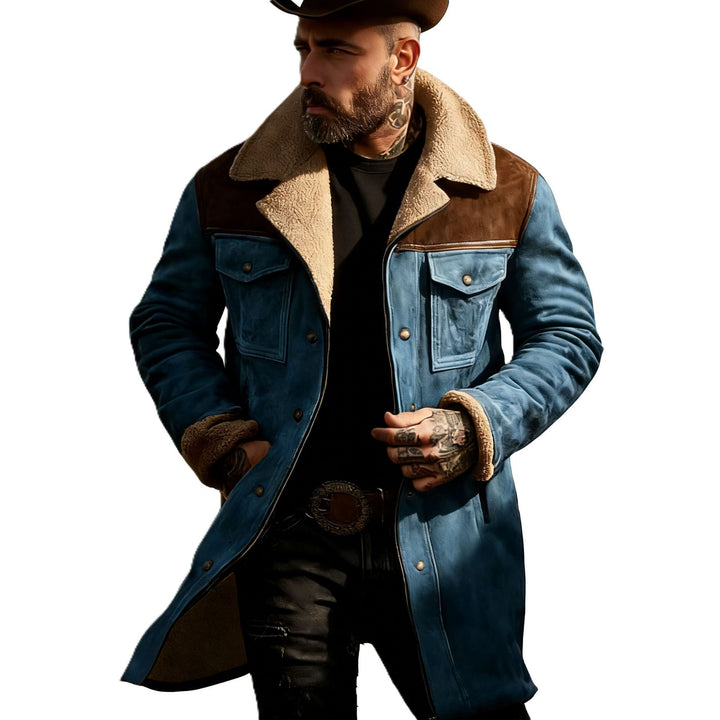 Herren Pilotenjacke aus Velourslederoptik mit Teddyfellinnenfutter und Reverskragen Drune