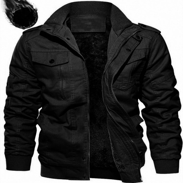 Herren Gefütterte Canvas-Fieldjacke mit Teddyfutter und Schulterklappen Drune