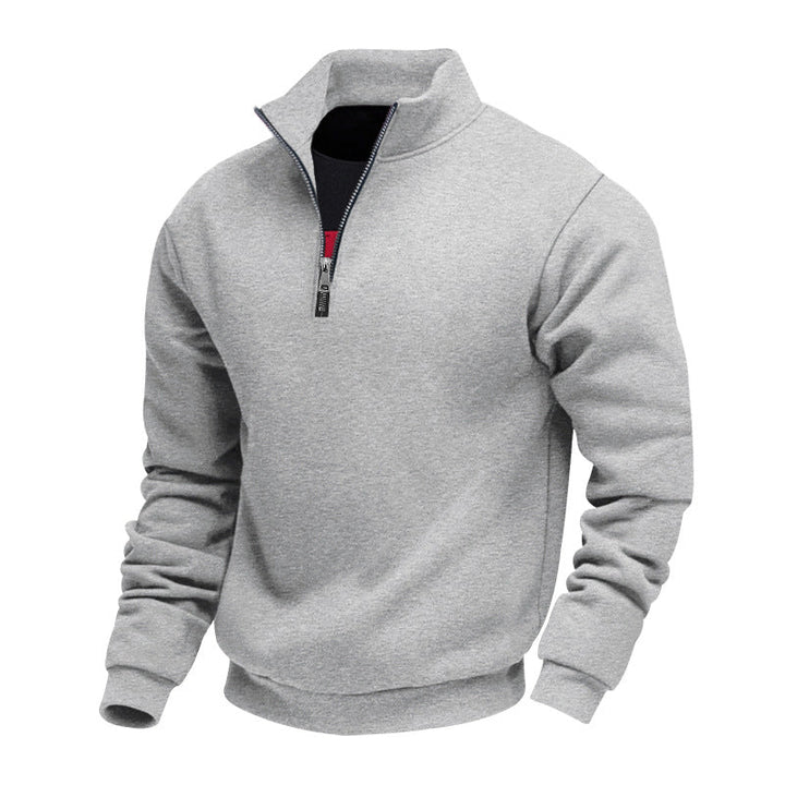 Herren sportlicher Sweatshirt mit modernem Stehkragen und Reißverschluss Drune
