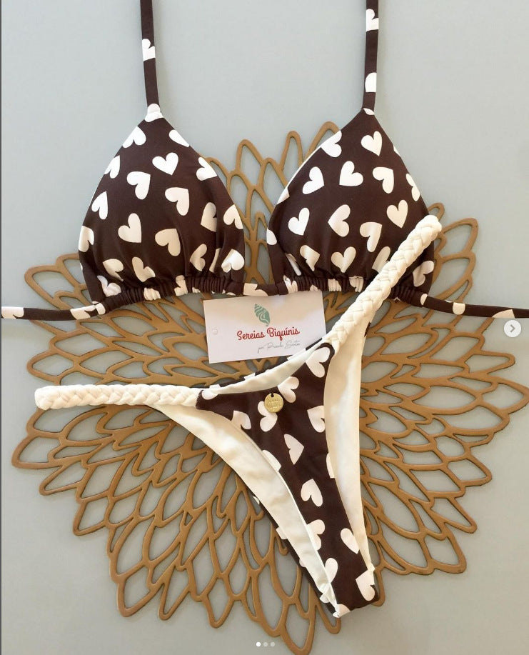 Damen Triangel-Bikini mit verspieltem Lippen-Design Drune