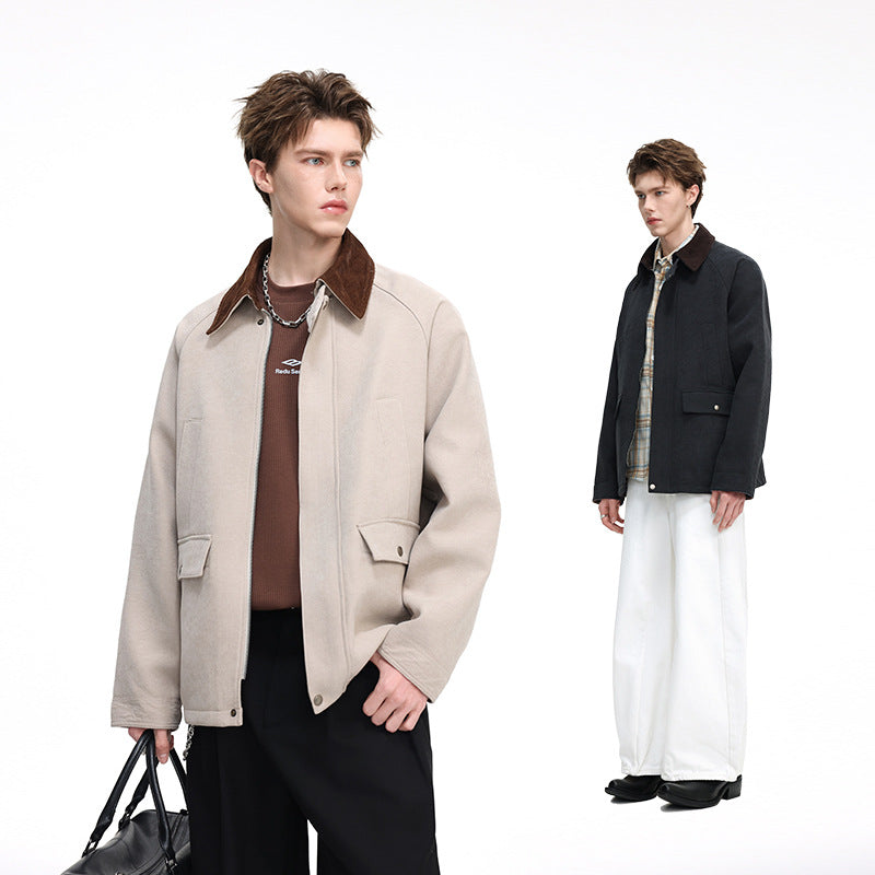 Herren Komfortabler Kurzblouson mit Cordkragen und karierter Innenmanschette Drune