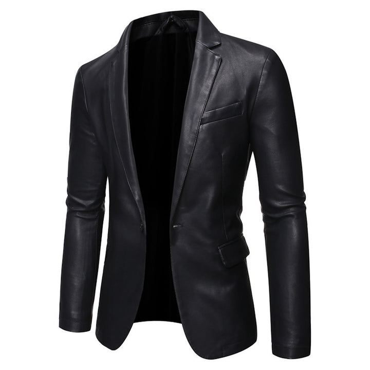 Herren Elegante Kunstlederblazer Drune