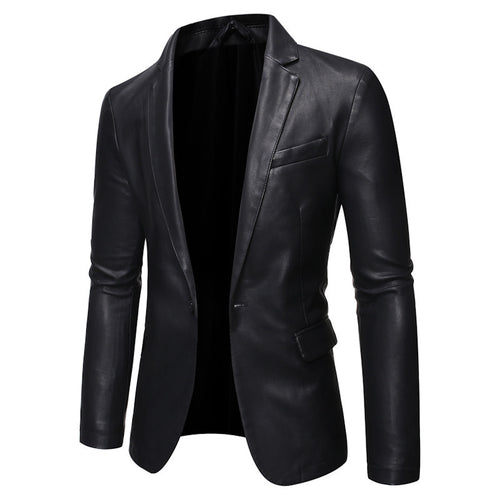 Herren Elegante Kunstlederblazer Drune