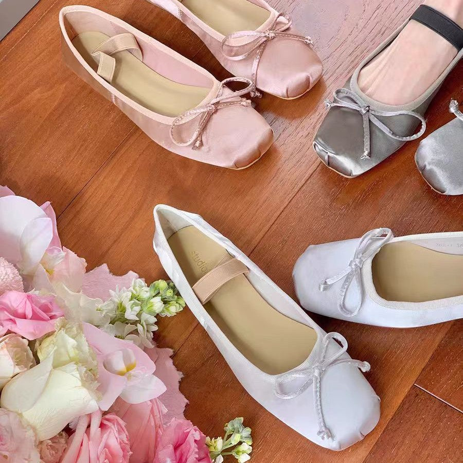 Damen Ballerina-Schuhe mit glamourösem Schleifendetail und flexiblem Riemendesign Drune