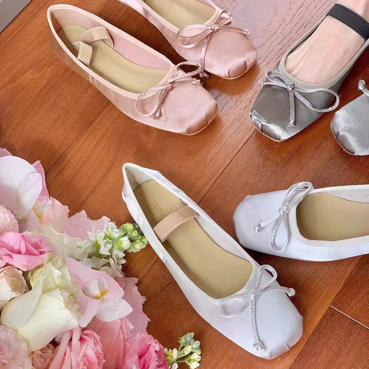 Damen Ballerina-Schuhe mit glamourösem Schleifendetail und flexiblem Riemendesign Drune
