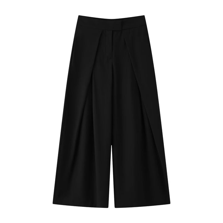 Damen 400+ weite Culotte‑Hose mit hoher Taille, verdeckter Knopfblende und vorderen Überlappungs‑Schlitzen Drune