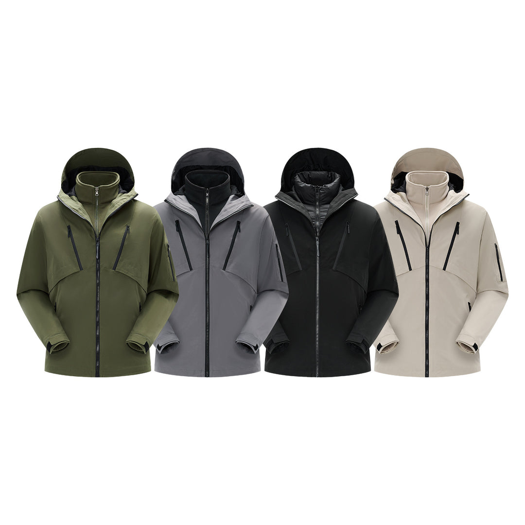 Herren Technische Softshelljacke mit Kapuze, wasserabweisender Membran und multiplen Reißverschlusstaschen Drune