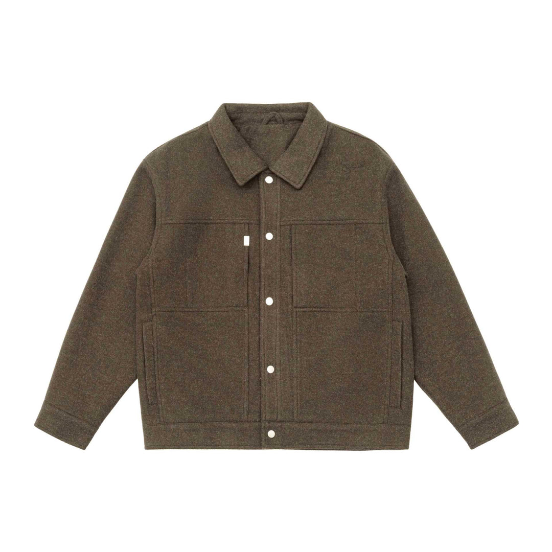 Herren Boxy-Wollmix-Blousonjacke mit Druckknopffront und aufgesetzten Pattentaschen Drune