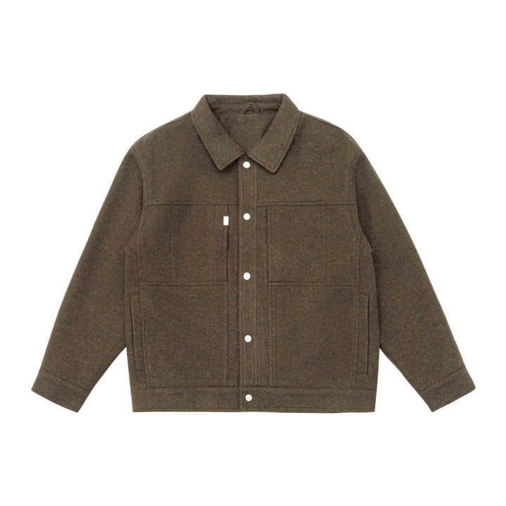 Herren Boxy-Wollmix-Blousonjacke mit Druckknopffront und aufgesetzten Pattentaschen Drune