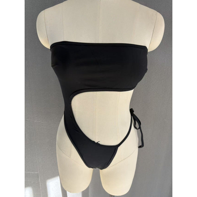 Damen Einteiler Badeanzug mit asymmetrischem Schnitt und gesteppter Taille Drune