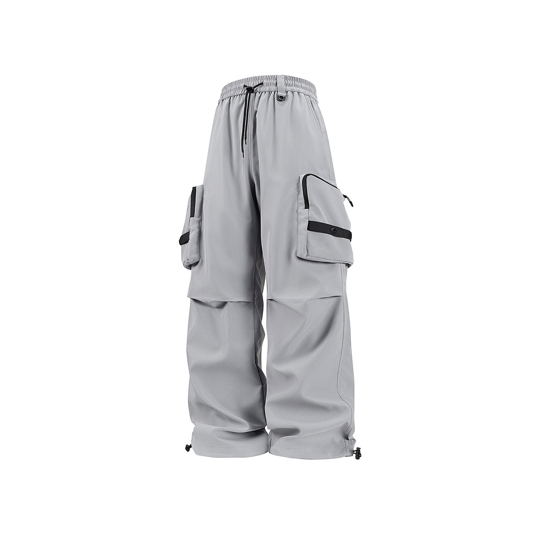 Herren Weite Utility-Cargohose mit großvolumigen Klappentaschen und Kordelzugbund Drune
