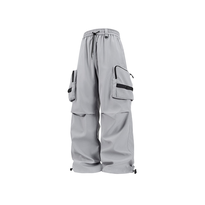 Herren Weite Utility-Cargohose mit großvolumigen Klappentaschen und Kordelzugbund Drune